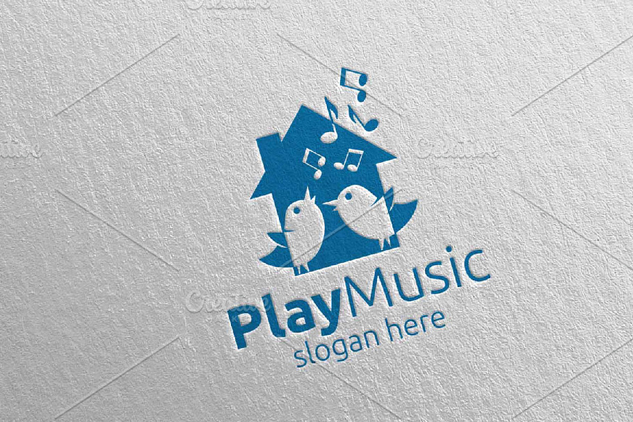 Music Logo with Home and Bird 55 in Logo Templates - product preview 8