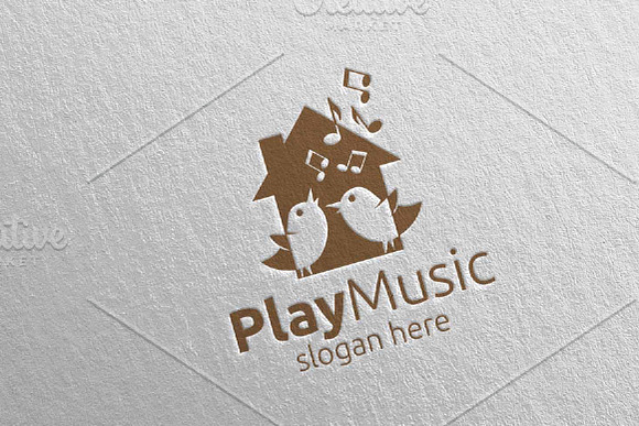 Music Logo with Home and Bird 55 in Logo Templates - product preview 1