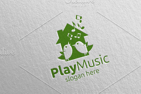 Music Logo with Home and Bird 55 in Logo Templates - product preview 2