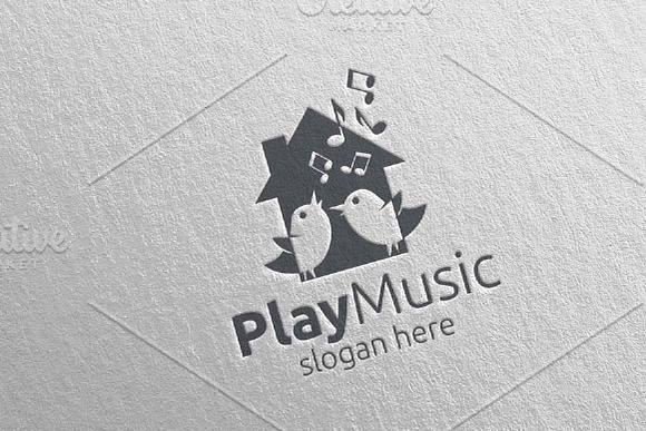 Music Logo with Home and Bird 55 in Logo Templates - product preview 4