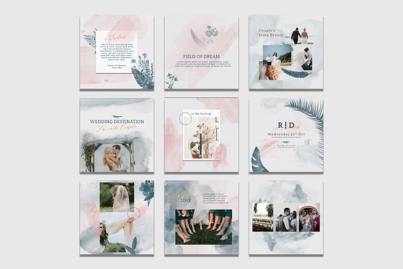 Aesthetic Watercolor Wedding IG in Instagram Templates - product preview 1