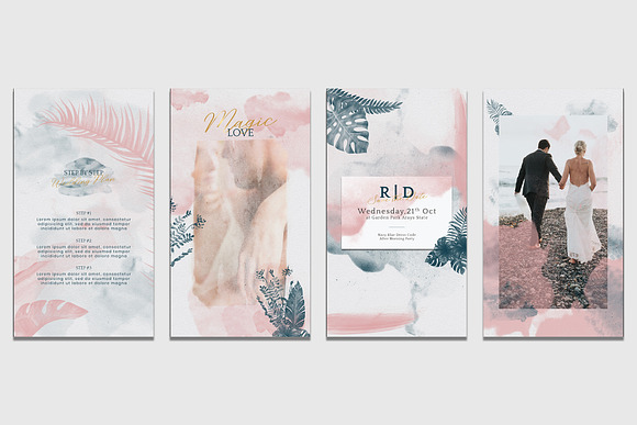 Aesthetic Watercolor Wedding IG in Instagram Templates - product preview 2