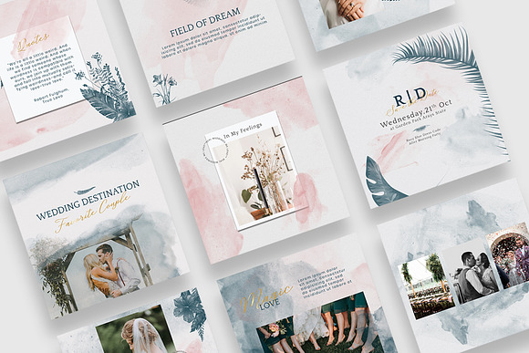 Aesthetic Watercolor Wedding IG in Instagram Templates - product preview 4