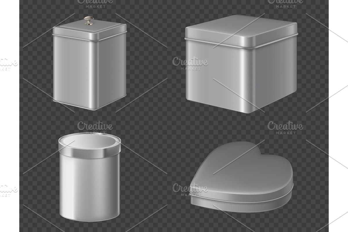 Metal tin boxes for tea, sugar or in Objects - product preview 8