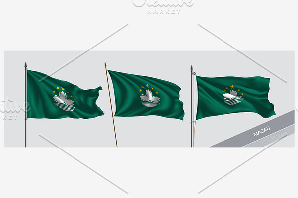 Set of Macau waving flag vector