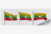 Set of Myanmar waving flag vector