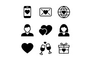 Valentine s day black icons on white