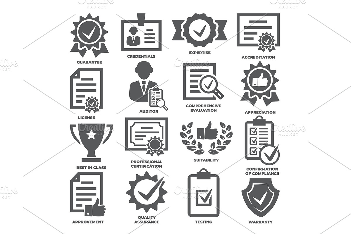 Approvement and accreditation icons in Illustrations - product preview 8