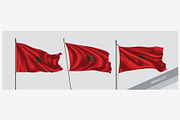Set of Morocco waving flag vector