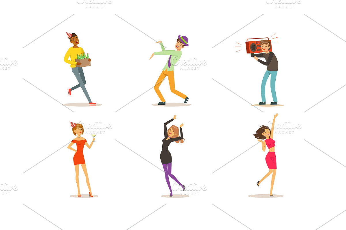 People Dancing and Having Fun at in Illustrations - product preview 8