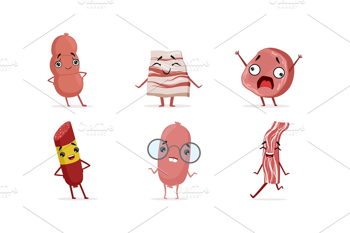 Cute Humanized Sausages with in Illustrations - product preview 8