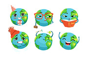 Cute Earth Cartoon Character