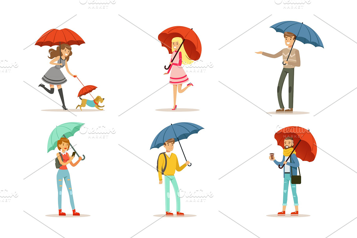 Collection of People Walking Under in Illustrations - product preview 8