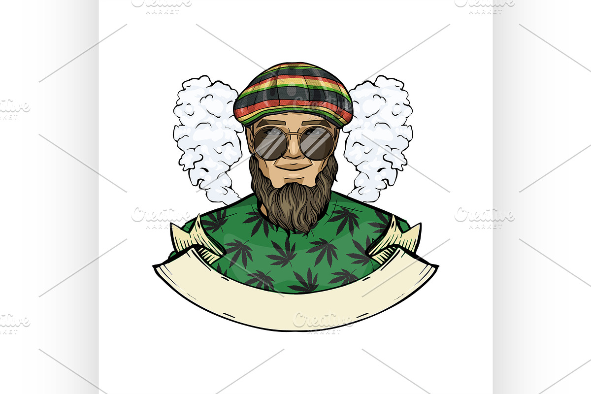 Hand drawn color sketch rastaman 1 in Illustrations - product preview 8