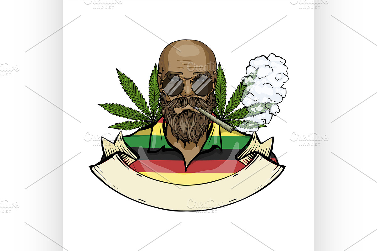 Hand drawn color sketch rastaman 2 in Illustrations - product preview 8