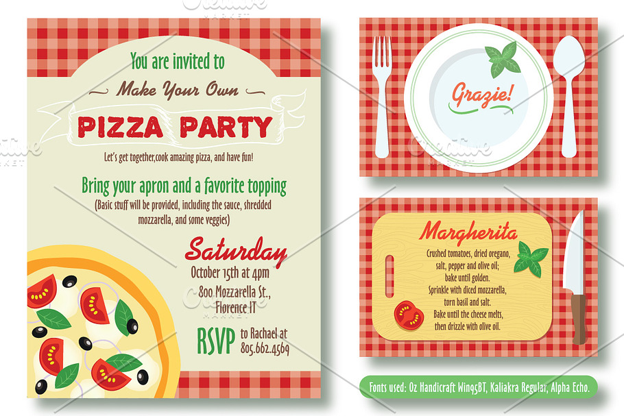 Editable Pizza Party Invitation