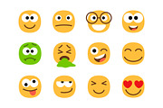 Yellow and green emoticon faces