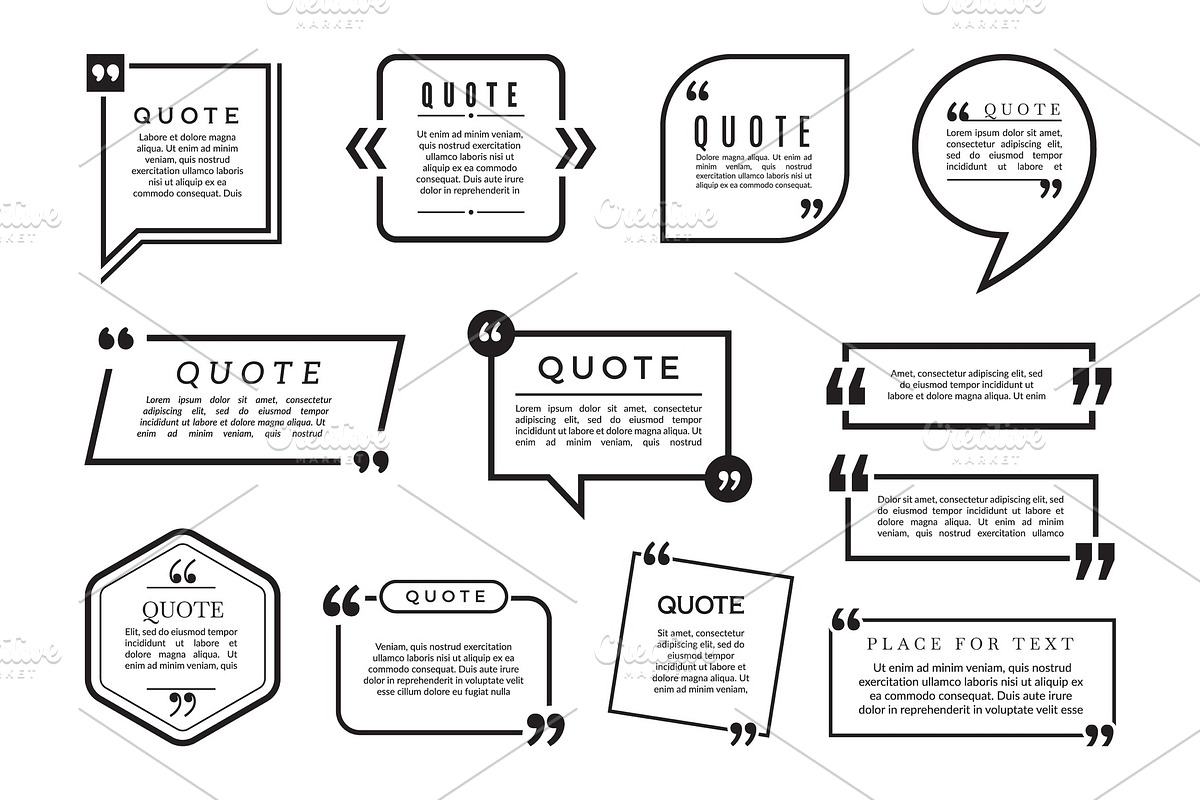 Quote bubbles set. Vector text boxes in Graphics - product preview 8