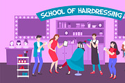 School of hairdressing illustration
