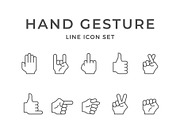 Set line icons of hand gesture