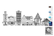 Sketch of cute street houses set