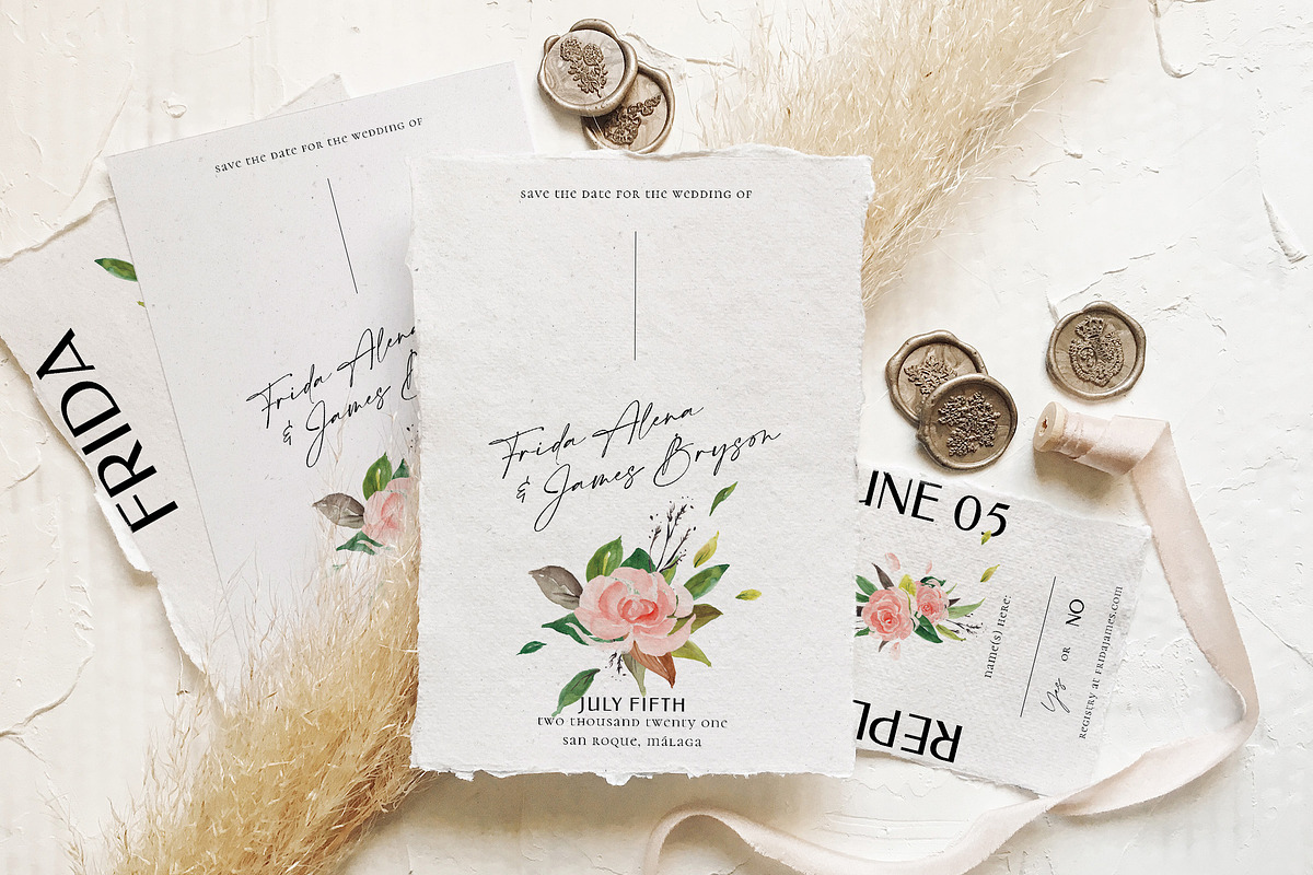 Rose & Foliage Wedding Suite in Wedding Templates - product preview 8
