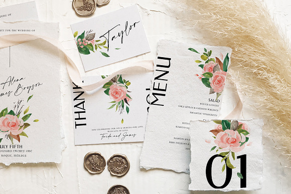 Rose & Foliage Wedding Suite in Wedding Templates - product preview 1