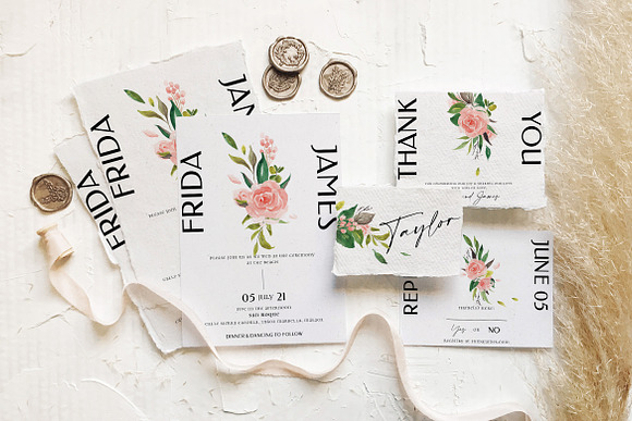 Rose & Foliage Wedding Suite in Wedding Templates - product preview 2