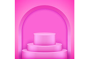 Pink Presentation podium with arch