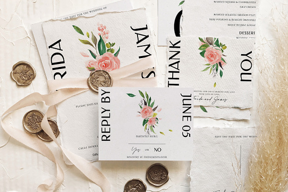 Rose & Foliage Wedding Suite in Wedding Templates - product preview 9