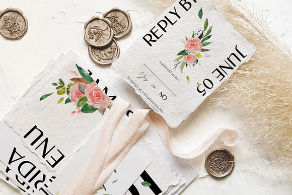 Rose & Foliage Wedding Suite in Wedding Templates - product preview 10