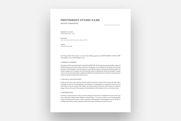 Photography Contract Template in Stationery Templates - product preview 6