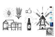 Beer production icons design set