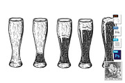 Beer in glass drinking sequence