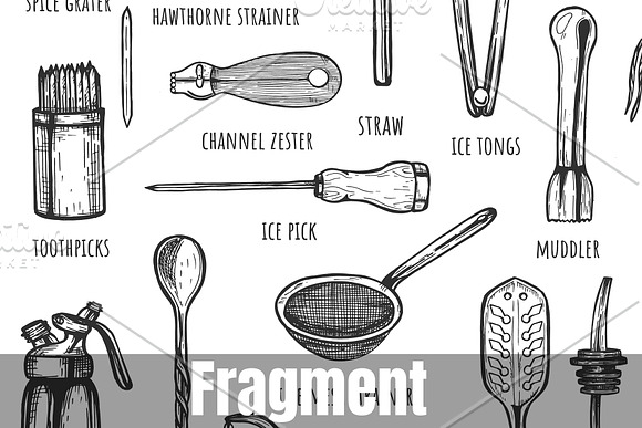 Professional bartender tools set in Illustrations - product preview 1