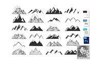 Mountaind and hills icons