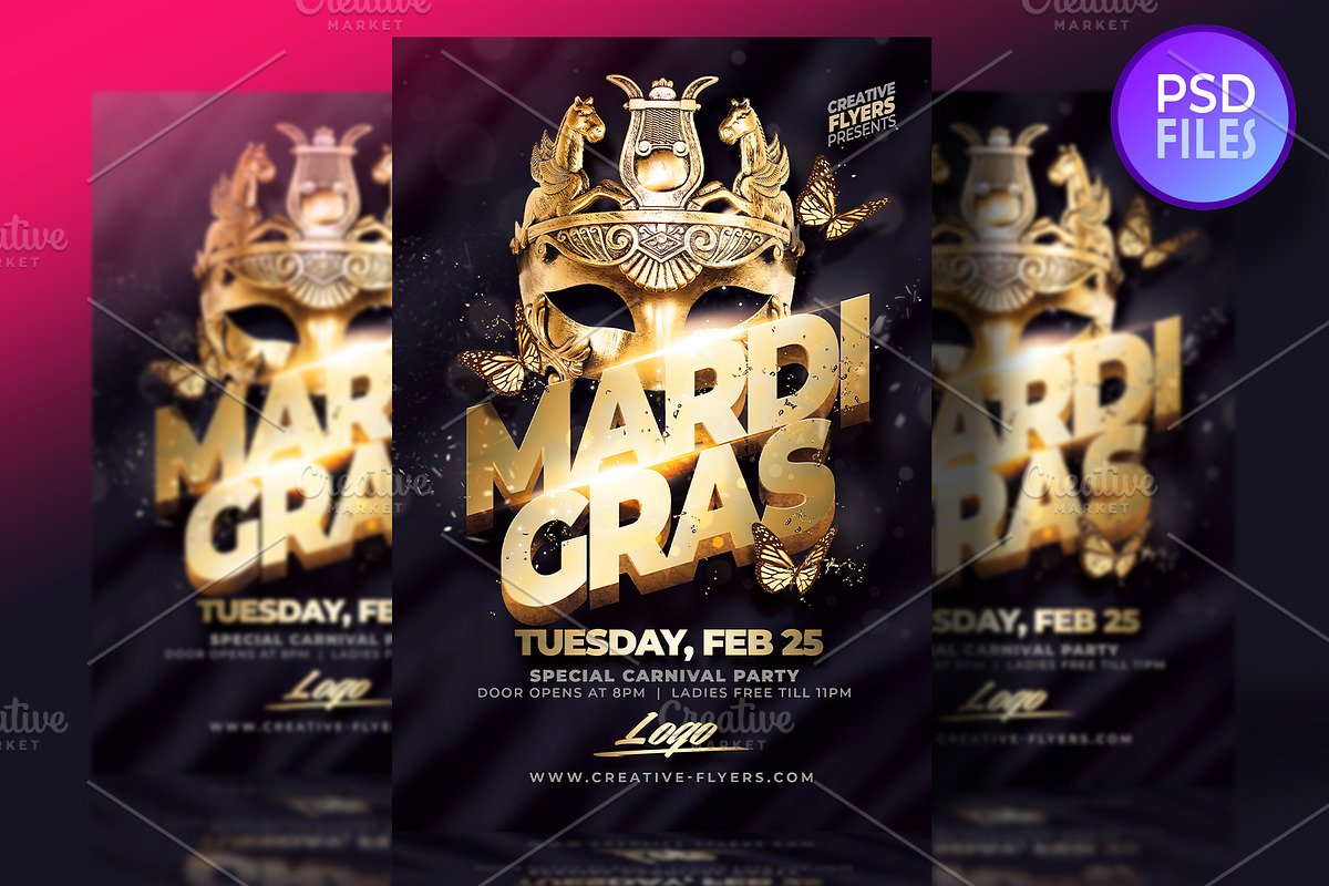 Mardi gras Party Flyer Template in Flyer Templates - product preview 8