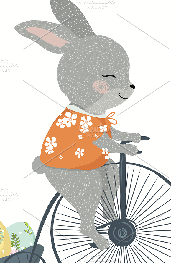 Easter greeting card. Bunny vector in Illustrations - product preview 1