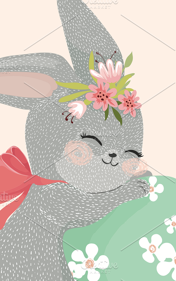 Easter greeting card. Bunny vector in Illustrations - product preview 2