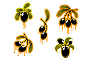 Black olives symbols set
