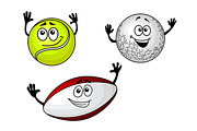 Golf, tennis and football balls