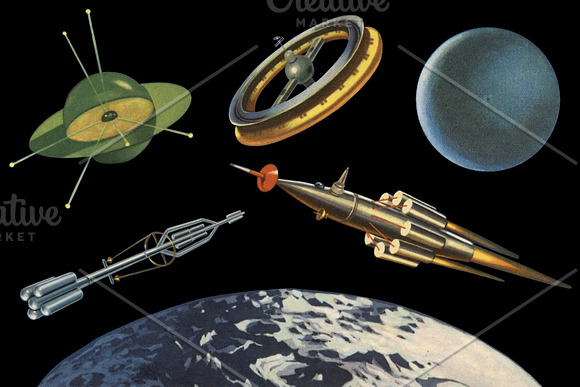 Retro Space Age Illustrations in Illustrations - product preview 2