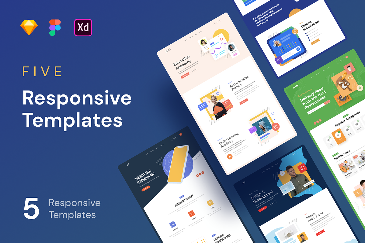 FIVE - Responsive Templates in Landing Page Templates - product preview 8