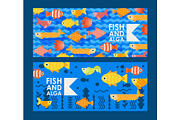 Abstract colorful fish icons in flat