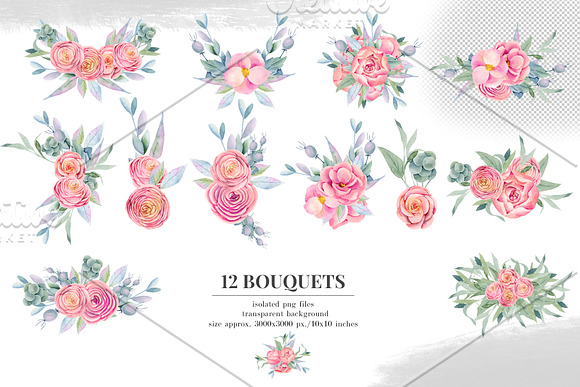 Floral boxes. Watercolor collection. in Illustrations - product preview 4