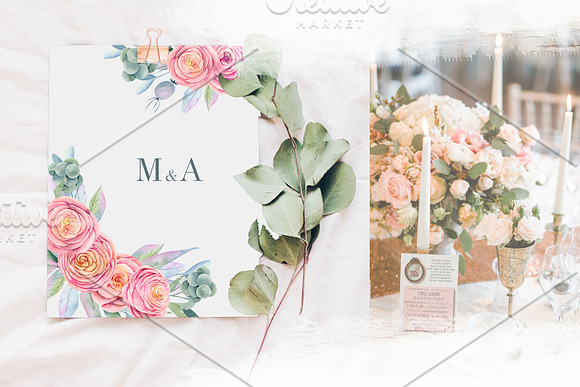 Floral boxes. Watercolor collection. in Illustrations - product preview 5