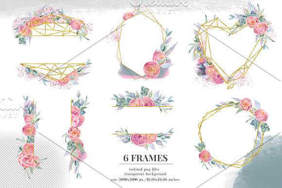 Floral boxes. Watercolor collection. in Illustrations - product preview 6