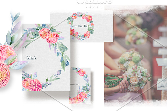 Floral boxes. Watercolor collection. in Illustrations - product preview 9