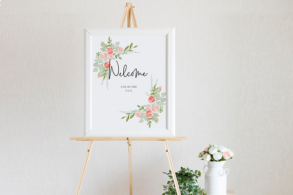 NEW Peach Coral Watercolor Florals in Graphics - product preview 3