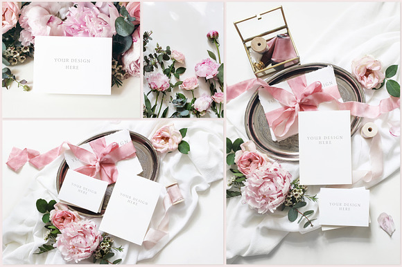 Peony & rose wedding mockups bundle in Print Mockups - product preview 1